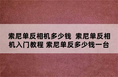 索尼单反相机多少钱  索尼单反相机入门教程 索尼单反多少钱一台